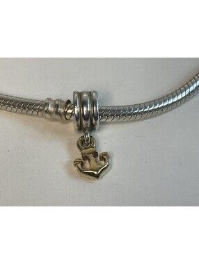 Pandora Two Tone Anchor Charm 14 K Gold